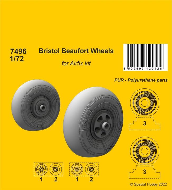 Produktbild CMK Bristol Beaufort Wheels 1/72 / for Airfix kit