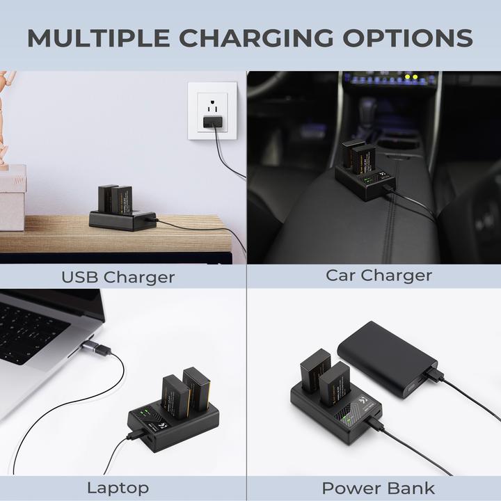Produktbild K&F Concept LP-E17 Digital Camera LED Dual Channel Charger with Type C Charging Cable (Kamera Akku Ladegerät)