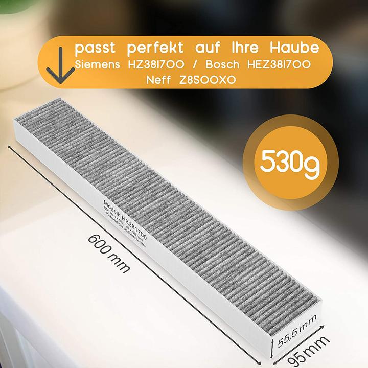 Image du produit Purero Filtre à charbon actif 17000822 pour Siemens HZ381700 / Bosch HEZ381700 / Neff Z8500X0