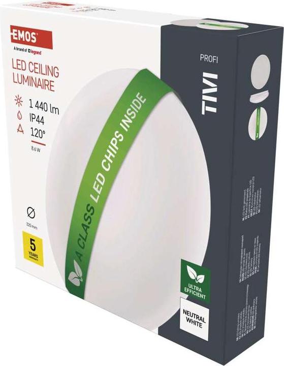Produktbild Emos LED-Deckenleuchte TIVI, rund weiss 8,6W, IP44, Neutral Weiss (1440 lm)