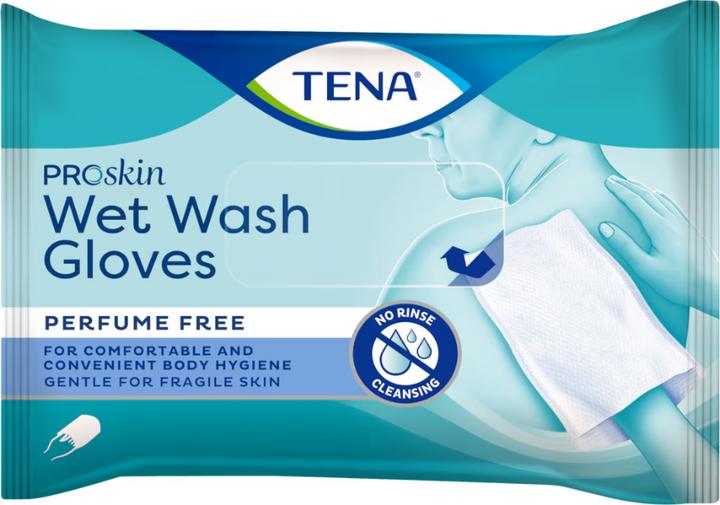 Actual product image Tena Wet Wash Gloves (8 x, Regular)
