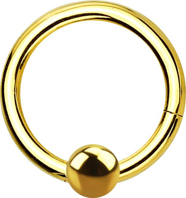 Produktbild Star Piercing Micro Segmentring klappbar vergoldet mit Kugel (Chirurgenstahl 316L)