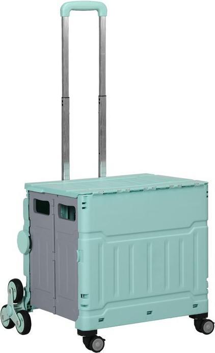 Swisshandel24 Einkaufstrolley klappbar, verstellbarer Teleskop-Griff, Deckel, bis 80kg, Grün
