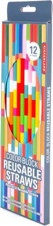 Actual product image Kikkerland Reusable Plastic Straw - Colorblock- Pack of 12 (12 x)