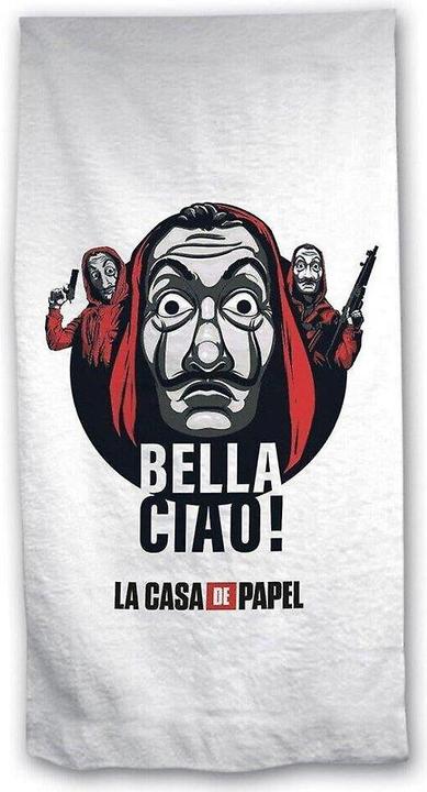 GED La Casa di Carta Telo Mare Cotone Bella Ciao! 140x70cm (70 x 140 cm)