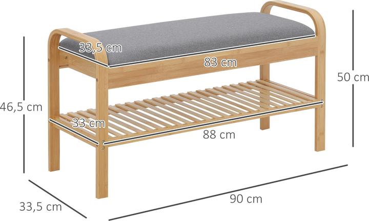 Produktbild Homcom Schuhbank mit abnehmbaren Sitzkissen (90 cm)