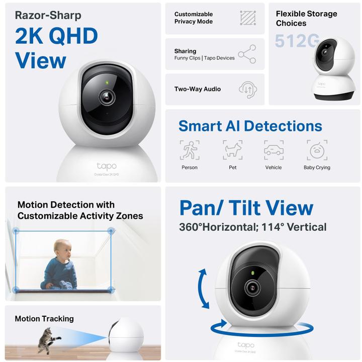 Actual product image TP-Link Tapo C220 4MP 360° WLAN camera MicroSD (2560 x 1440 Pixels)