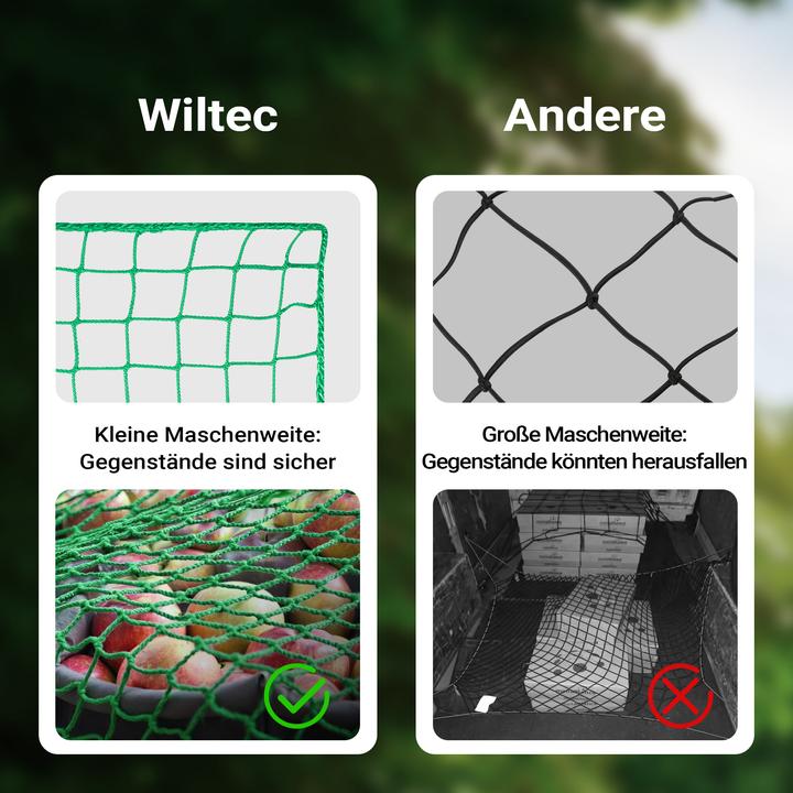 Immagine prodotto Wiltec Rete di fissaggio del carico 5x3m Verde Gabbia per bordi del rimorchio Resistente alle intemperie