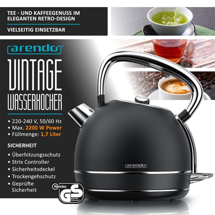 Produktbild Arendo Vintage Wasserkocher mit Temperatureinstellung (1.70 l)