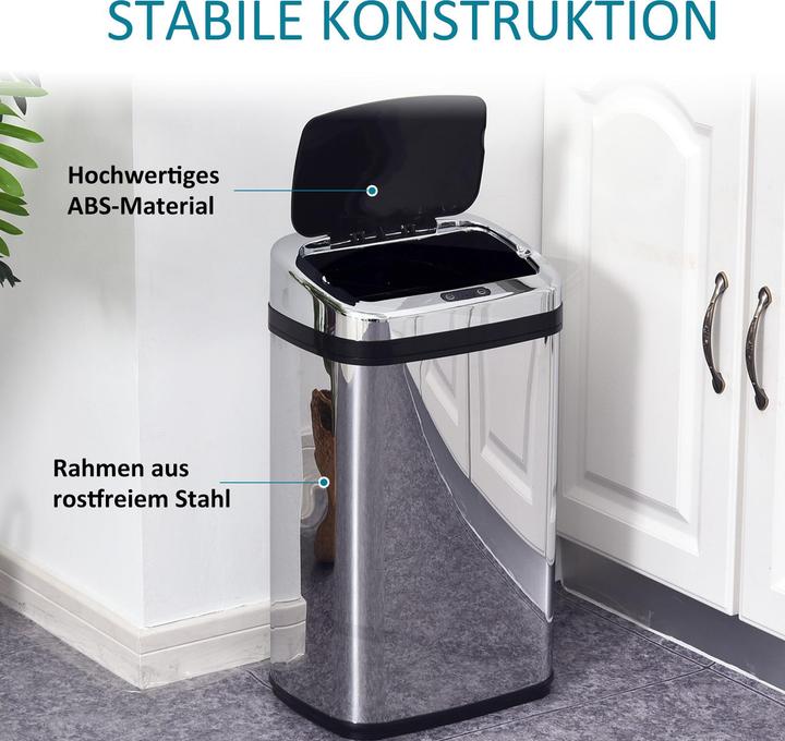 Immagine prodotto Swisshandel24 Cestino per rifiuti con sensore IR con/senza cestino interno in acciaio inox rotondo quadrato (30 l)