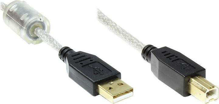Actual product image Good Connections Connection cable USB 2.0 High Quality with ferrite core and gold contacts, transparent, 5m, ® (5 m, USB 2.0)