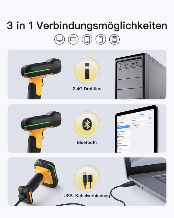 Actual product image Inateck Barcodescanner 75S black (BCST-75S black) (1D barcodes, 2D barcodes)