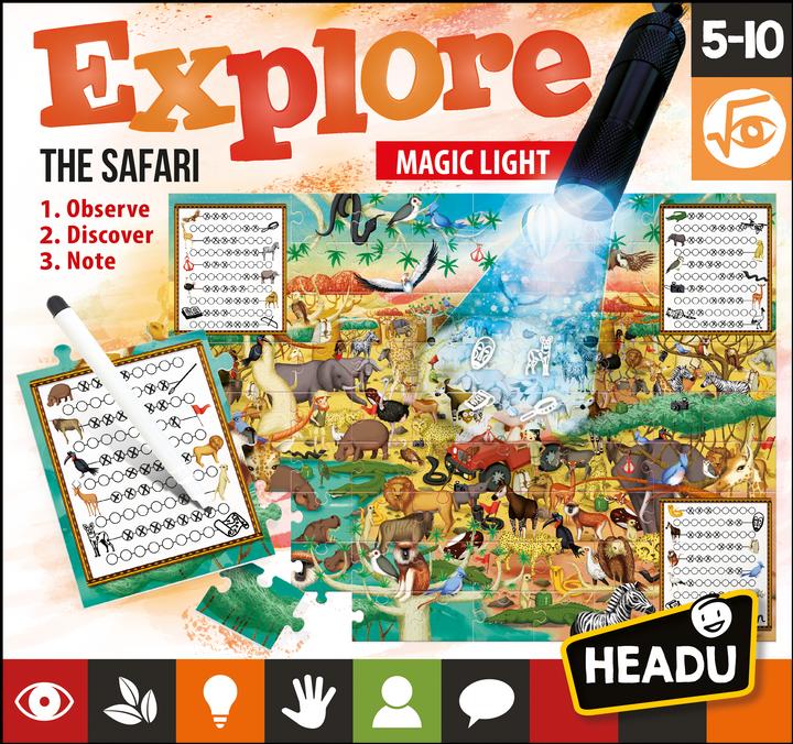 Produktbild Game Explore Safari mit Taschenlampe (70 Teile)