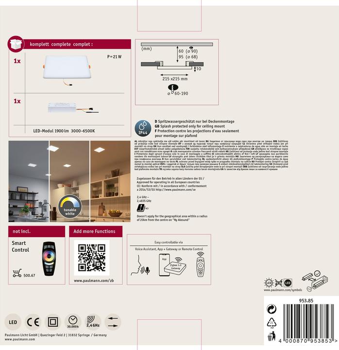 Actual product image Paulmann Veluna VariFit installation panel (1900 lm)