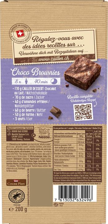 Actual product image Cailler Dessert Bar Milk Chocolate (200 g)