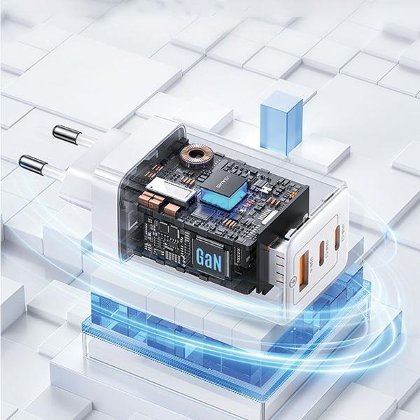 Produktbild Usams US-CC180 65W ACC 3 Ports GaN Fast Charger (EU) -- Sandru series (65 W)