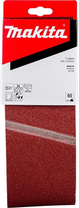 Actual product image Makita P-36893 Sanding belt 100x610 K60 (5 pieces) 9403 9404 (60)