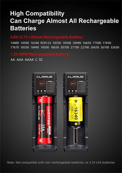 Actual product image Klarus K1-PRO battery charger with USB port (1 pcs., Battery + charger)