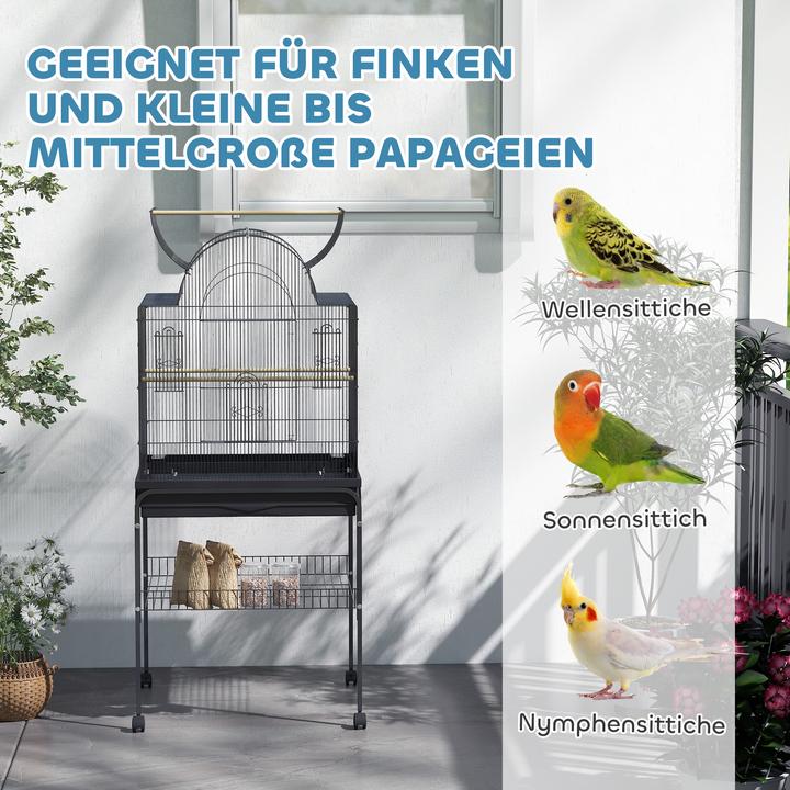 Image du produit PawHut Vogelkäfig Stahl, Kunststoff Schwarz