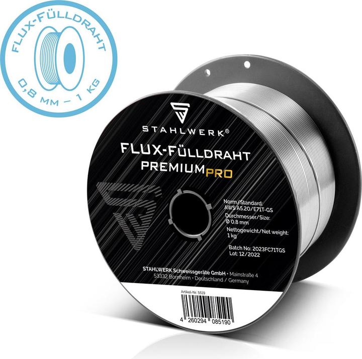 Produktbild Stahlwerk Schweissdraht MIG MAG Premium Fülldraht E71T-GS Ø 0,8 mm S100/D100 1 kg