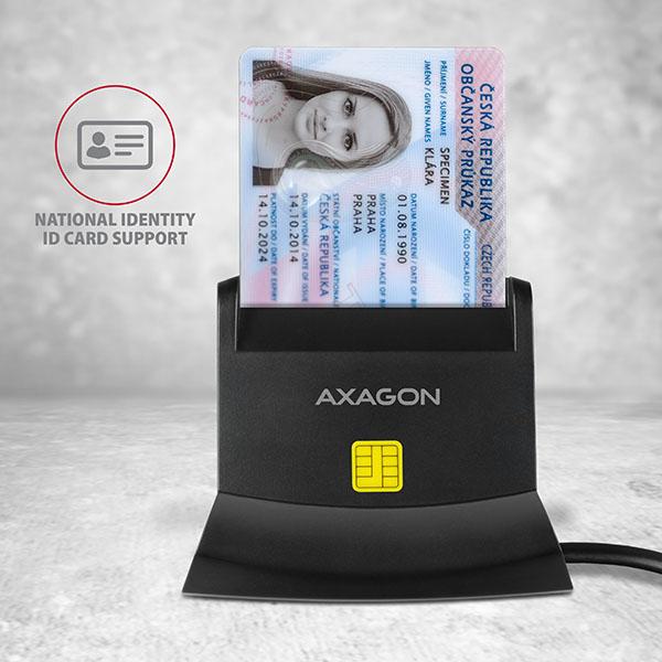 Produktbild Axagon CRE-SM2 USB Smart Card und SD/microSD/SIM Card Reader - USB 2.0 (USB 2.0)