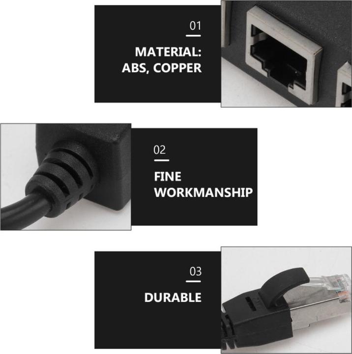 Produktbild Apfelkiste 4-fach Ethernet LAN RJ45 Netzwerk Adapter Splitter Cat7 / Cat6 / Cat5 - Schwarz