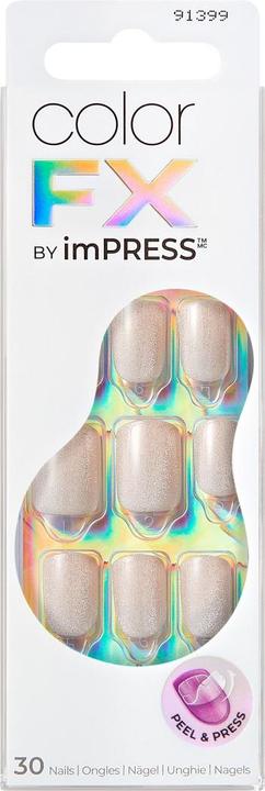 Produktbild KISS Glue-on nails ImPRESS Color FX - Rebel 30 pcs (Nagelstyling Set, Rebel Light White)