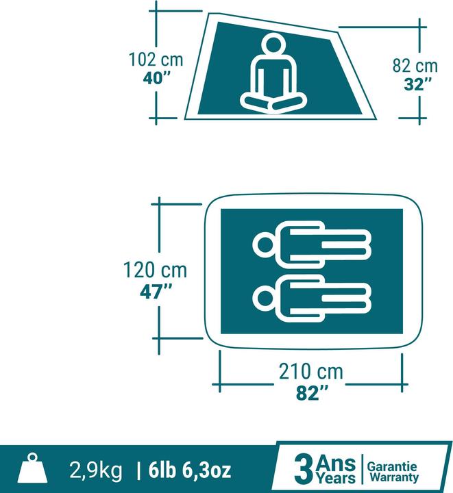 Produktbild Quechua 2 Seconds 2P (3 kg, 2 Personen)