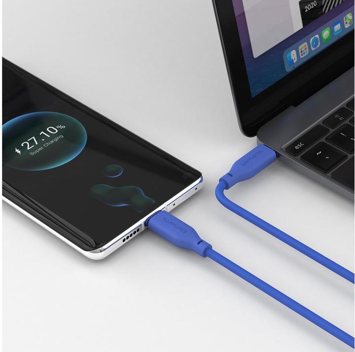 Produktbild 4smarts USB-C / USB-C Silikon-Kabel High Flex 60W 1,5m blau (1.50 m, USB 2.0)