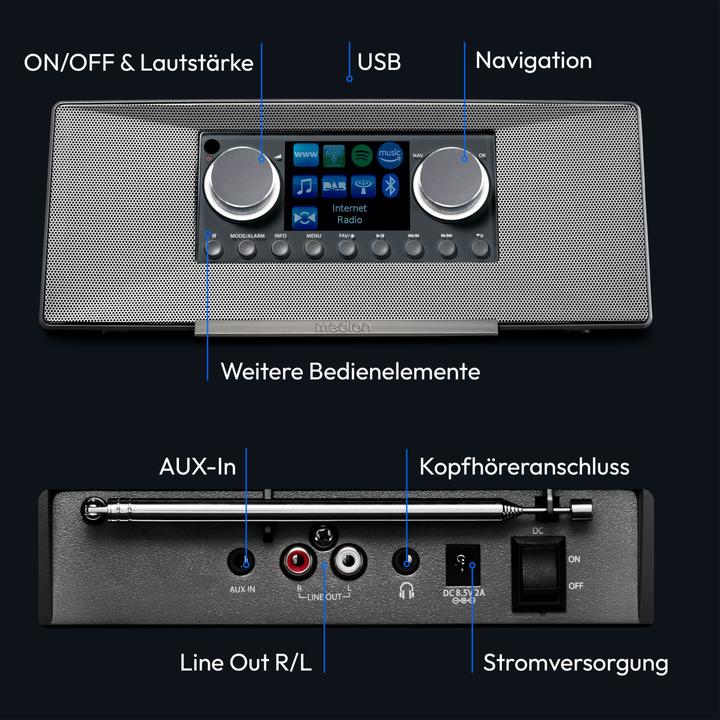 Produktbild Medion MD 89289 Stereo Internetradio grau (Internetradio, DAB+, FM, Bluetooth, WLAN)