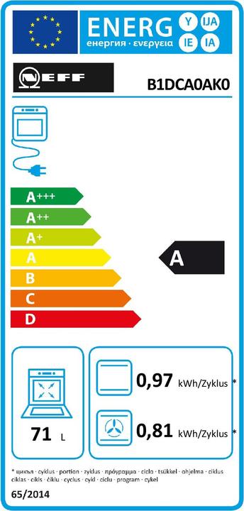 Etichetta energetica Neff Set forno da incasso, B1DCA0AK0 + T16SBN1L0, BX16B
