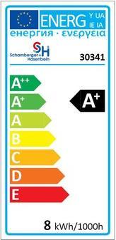 Energie-Label Scharnberger+Hasenbein 30341 LED-Kompaktleuchtstofflampe 8W (G24d-1, 8 W, 800 lm, 1 x, F)