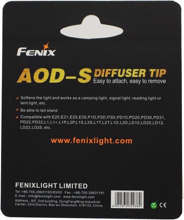 Actual product image Fenix Universal diffuser white P1D, P2D, P3D, PD10, PD20, PD30, PD31, PD22, PD32, PD35, UC35