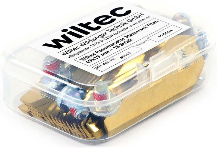 Image du produit Wiltec Rasenroboter Messer Set Titan 49x19mm 18 Stück Mähroboter Rasenmäher (Tondeuse automatique, Lawn mower blades + replacement blades garden machinery)