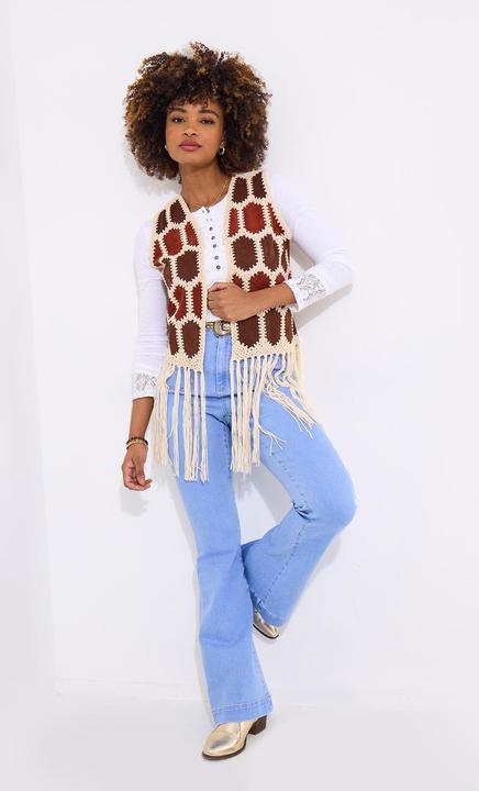 Actual product image Joe Browns Boho Crochet Fringe Gilet (One size)