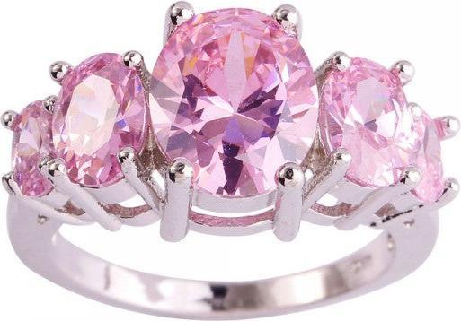 Hermex versilberter Ring mit Pink Sapphire Edelstein - Gold Gr. 57 / Size 8 (57)