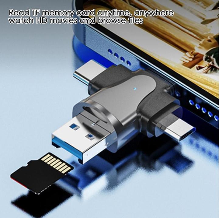Produktbild PowerGuard 4 in 1 USB-C Lightning MicroUSB & MicroSD Card Reader Adapter (USB Typ C, Lightning, Micro USB)