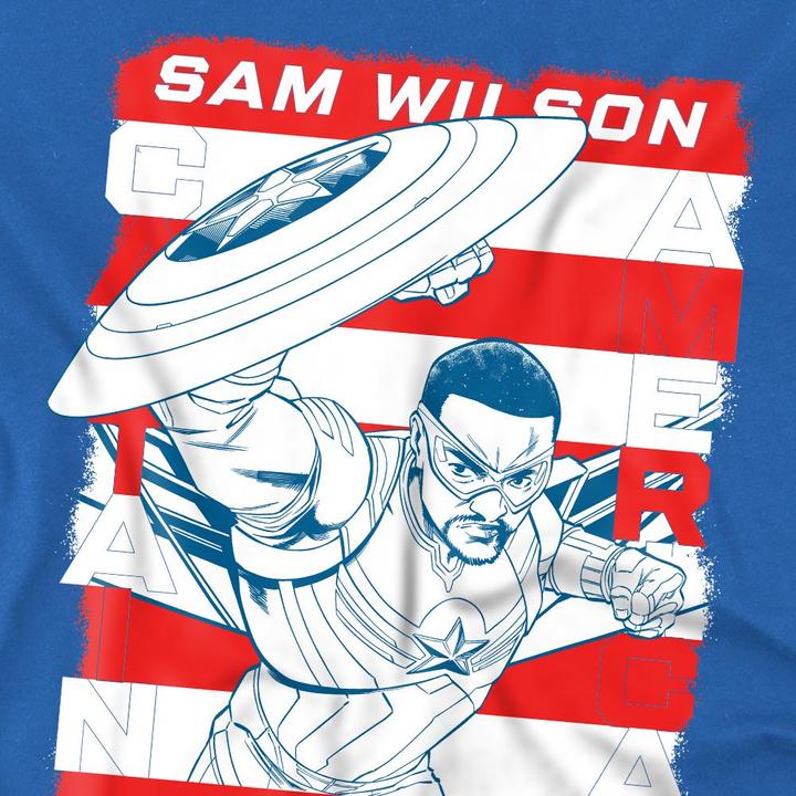 Immagine prodotto Captain America Maglietta Sam Wilson Bandiera Americana Bambini (140, 146)