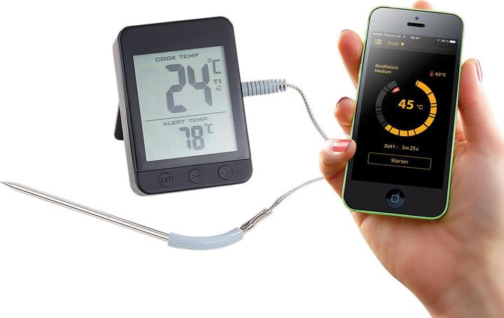 Produktbild Rosenstein & Söhne Grillthermometer, Bluetooth, App für Android/iOS, 1 Temperatur-Fühler