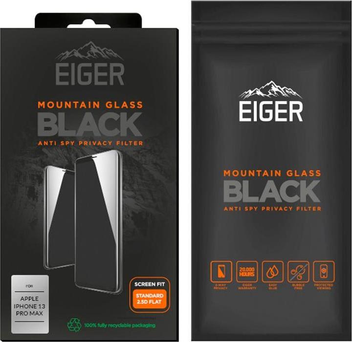 Actual product image Eiger Mountain Glass Black (1 Piece, Apple iPhone 13 Pro Max, Apple iPhone 14 Plus)