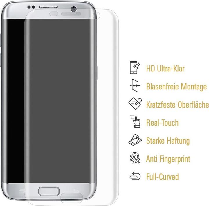 Produktbild Protectorking 1x Panzerfolie Anti-Shock Full Cover HD Klar (1 Stück, Samsung Galaxy S7 Edge)