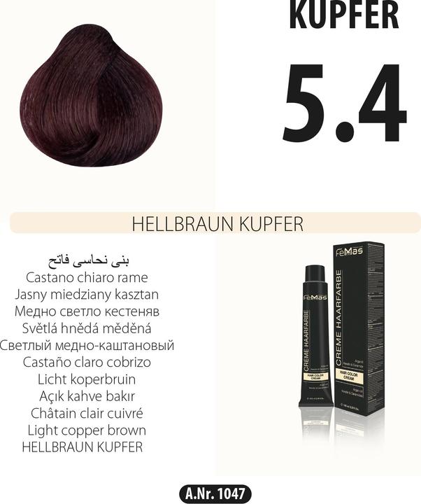 FemMas 5.4) Haarfarbe Helbraun Kupfer 100ml (Helbraun Kupfer)