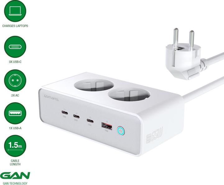 Immagine prodotto 4smarts Caricabatterie da tavolo GaN (65 W)