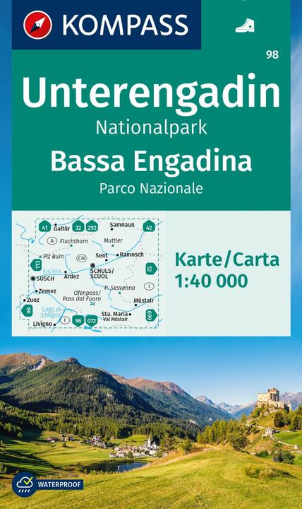 Actual product image KOMPASS Hiking Map 98 Lower Engadine, Na