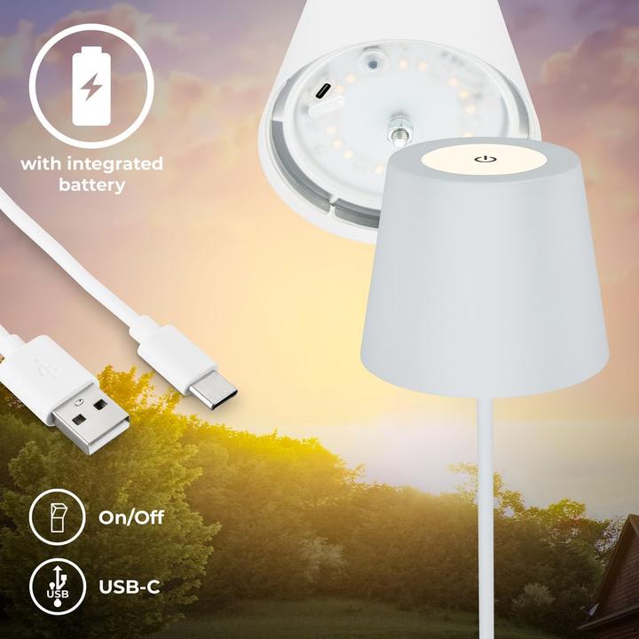 Actual product image B.K.Licht LED rechargeable table lamp, IP44, 2.5W, white