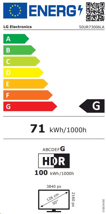 Energie-Label LG 50UR73006LA (50", UR73, LED, 4K, 2023)