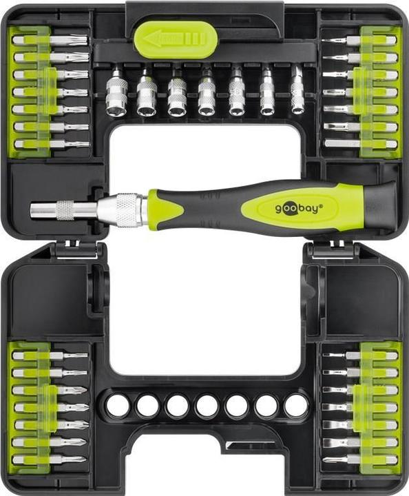 Goobay Präzisionsschraubendreher-Set, 37-teilig, in Plastikbox (Torx (TX), Pozidriv-Kreuzschlitz (PZ), Phillipps-Kreuzschlitz (PH), Hex)
