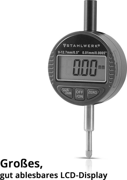 Produktbild Stahlwerk Digitale Messuhr mit 0-12,7 mm (0,5") Messbereich Millimeter und Zoll (1.27 cm)