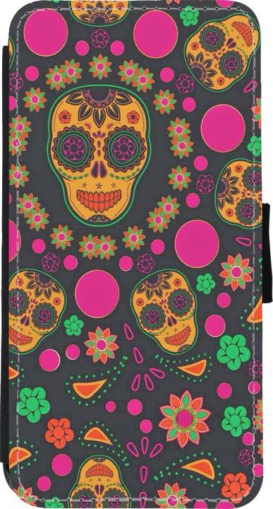 Produktbild PhoneLook Hülle Wallet schwarz Halloween 22 colorful mexican skulls (Apple iPhone XR)
