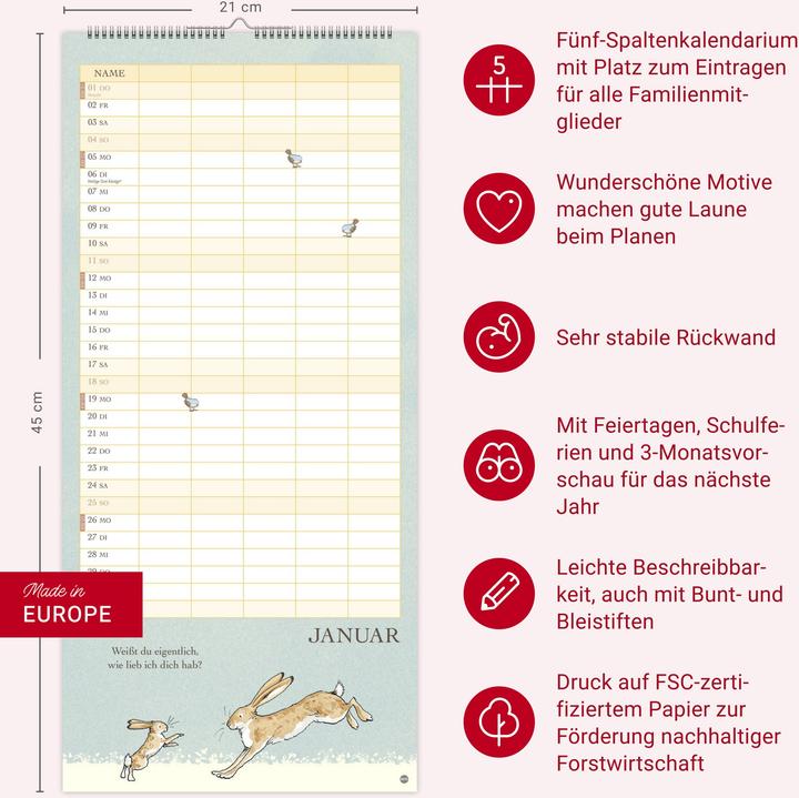 Image du produit Weisst du eigentlich, wie lieb ich dich hab? Familienplaner 2026 (Couverture rigide, Allemand)